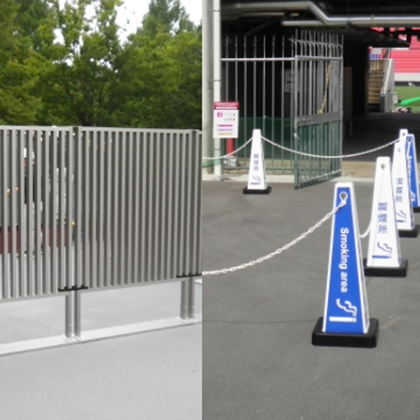 スポーツ競技場の仮設喫煙所