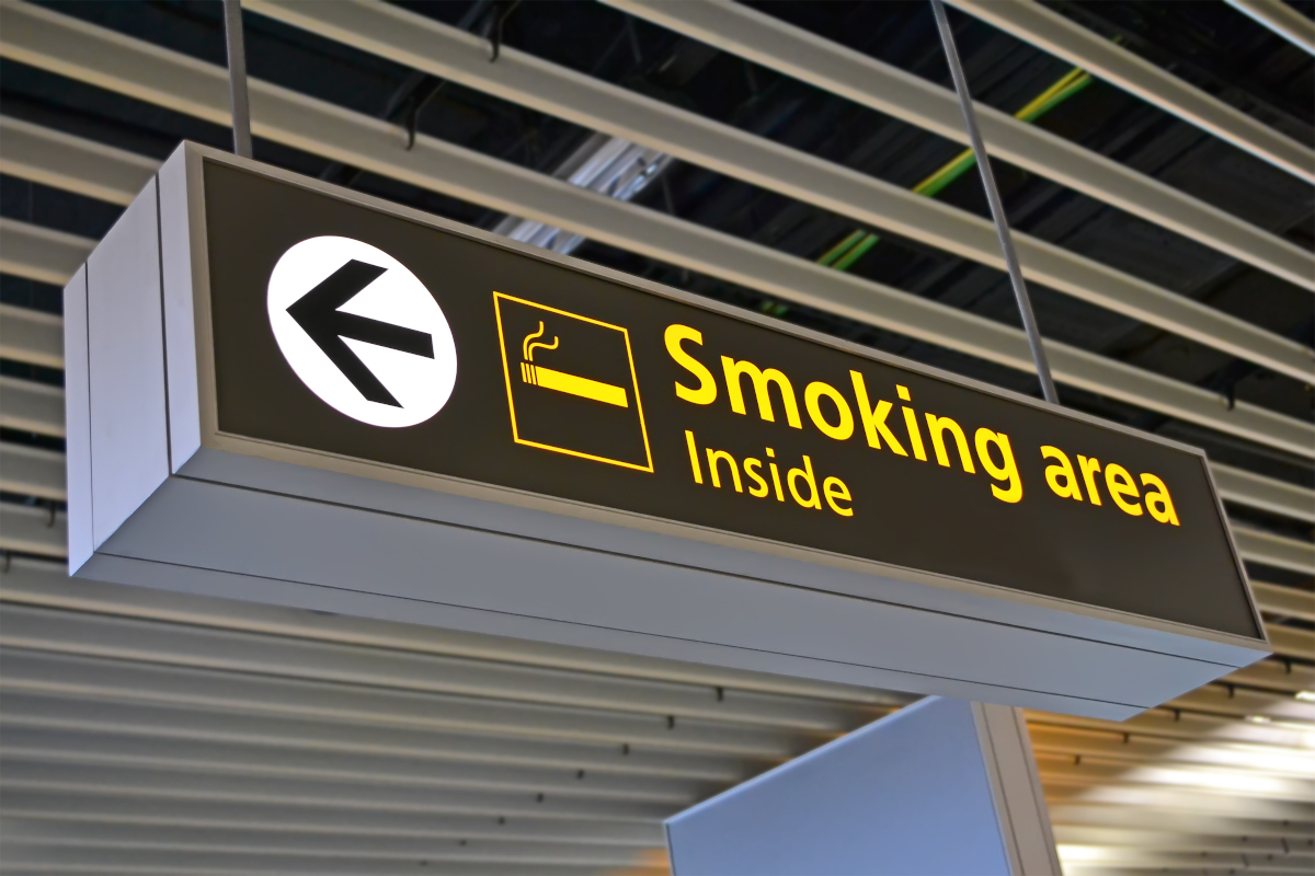 smoking place sign, big airport bigboard